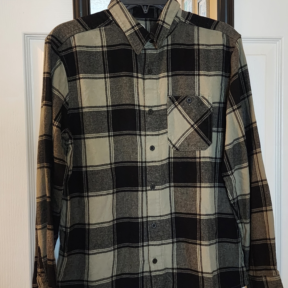 Wonder Nation Black and Tan Plaid Shirt